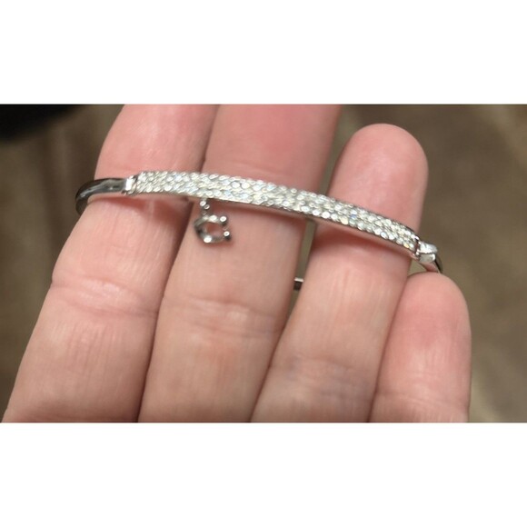 *COACH* SIGNATURE “C” PAVE BAR HINGED BANGLE BRACELET - (91429) - Silver - BNWT - Picture 1 of 6